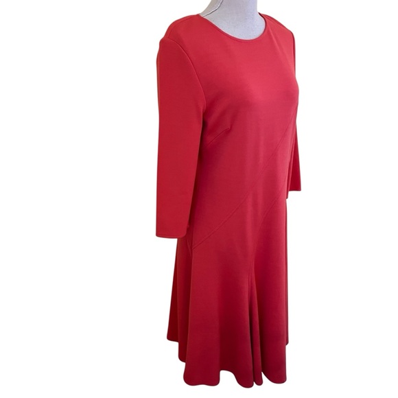 St. John "Pink Grapefruit" Wool Blend Bias Seam Flare Aline Dress 10 - Picture 6 of 13